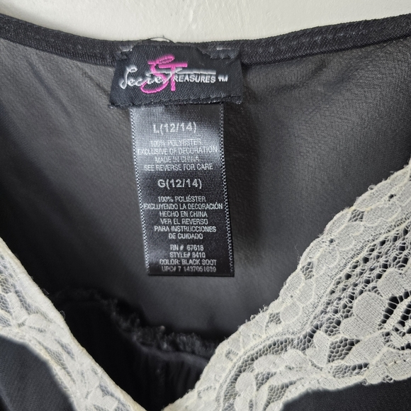 Secret Treasures Satin Vtg  Slip Dress  Coquette Whimiahygoth Dark Fairy  Y2K L - Picture 6 of 11